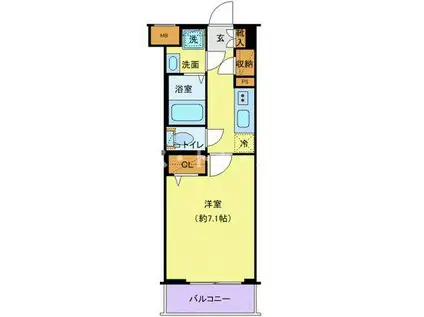 クレヴィスタ大塚(1K/4階)の間取り写真