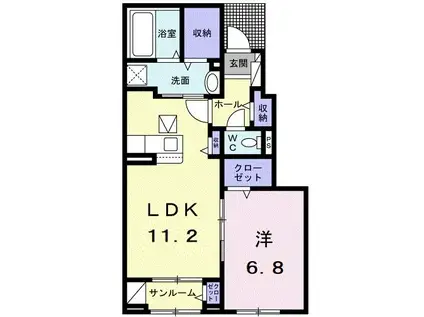 イリゼランサI(1LDK/1階)の間取り写真