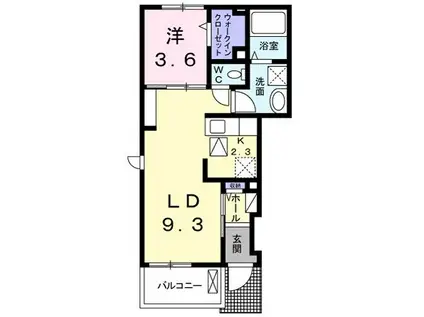 K・レジデンス(1LDK/1階)の間取り写真
