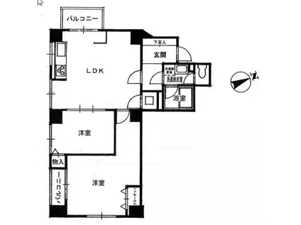 カーム壱番館(2LDK/3階)の間取り写真