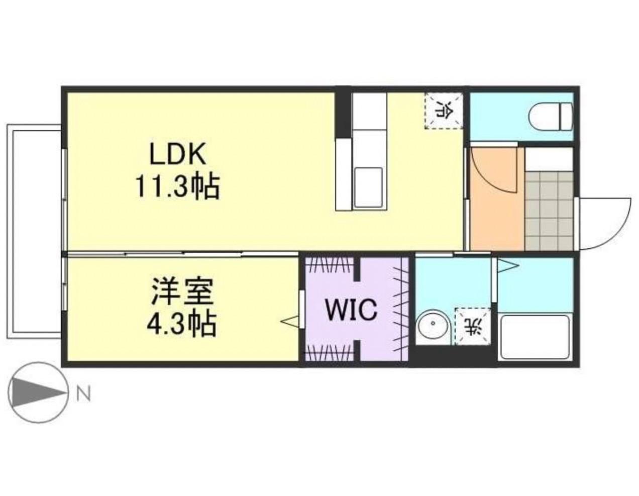 スカイシティ川入(1LDK/1階)の間取り写真