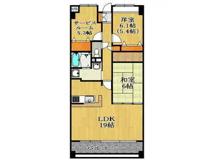 アルデールヒルズ(2SLDK/3階)の間取り写真