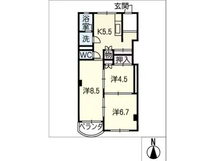 天王橋レジデンス(3DK/3階)の間取り写真