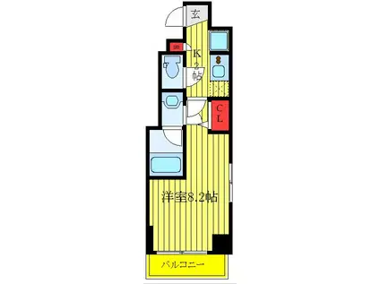 クレイシア板橋(1K/4階)の間取り写真
