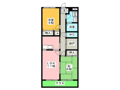 アステイオンII(2SLDK/1階)の間取り写真