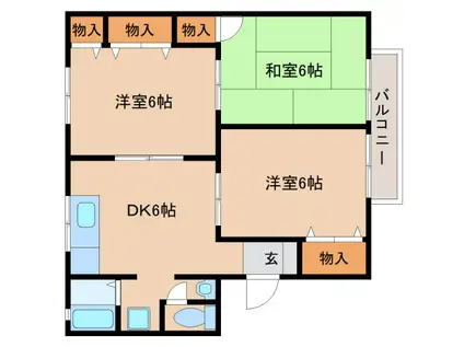 エスポワール(3DK/2階)の間取り写真