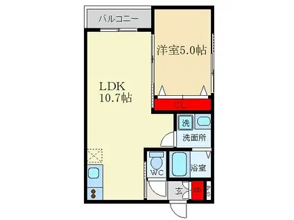 イリスコート香里園III(1LDK/1階)の間取り写真