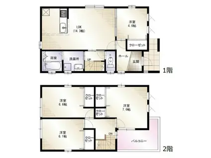 高槻市日向町戸建(4LDK/1階)の間取り写真