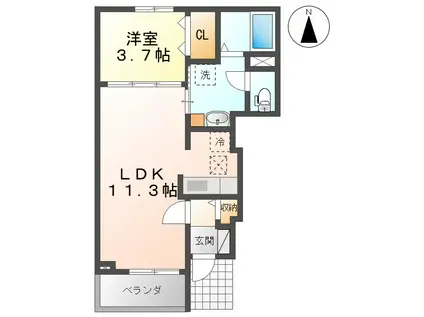 ベルフラット(1LDK/1階)の間取り写真