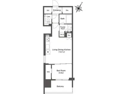 ミリアレジデンス日本橋人形町(1LDK/7階)の間取り写真