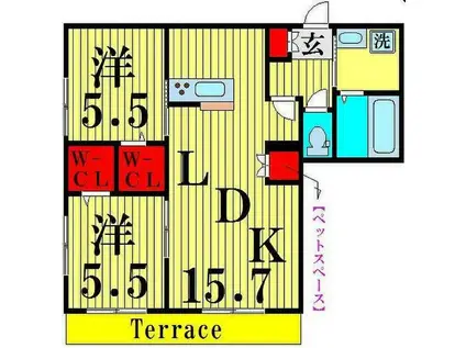 フルールはなはた(2LDK/1階)の間取り写真
