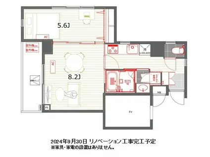 レジデンス西新宿スクエア(1DK/12階)の間取り写真