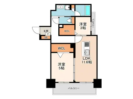 アーバネックス南新町(2LDK/3階)の間取り写真