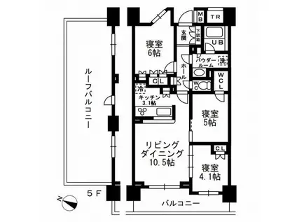 シャンピアグランデ深沢(3LDK/1階)の間取り写真