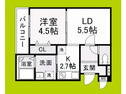 フジパレス和泉大宮(1LDK/1階)の間取り写真