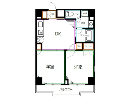 ルーブル上鷺宮弐番館(2DK/6階)の間取り写真