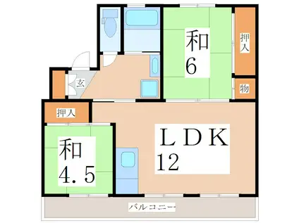 ファミール・烏帽子1号棟(2LDK/5階)の間取り写真