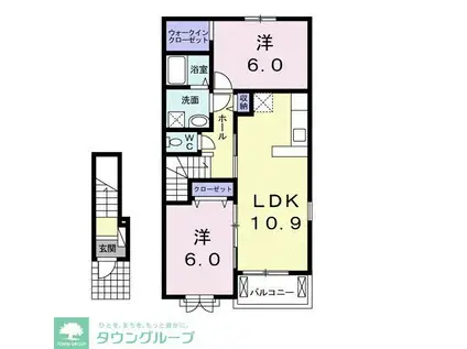 グランティアラI(2LDK/2階)の間取り写真