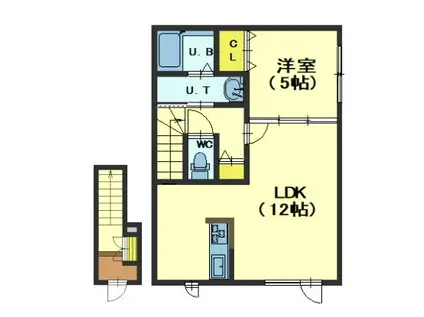 AKS I(1LDK/2階)の間取り写真