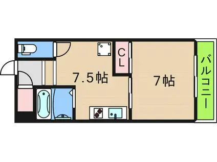 サンシャイン中野II(1DK/2階)の間取り写真