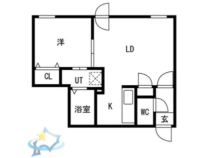 DAITO RESIDENCE 中央区役所前(1LDK/4階)の間取り写真