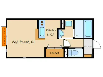 エルメゾン アイン(1K/1階)の間取り写真