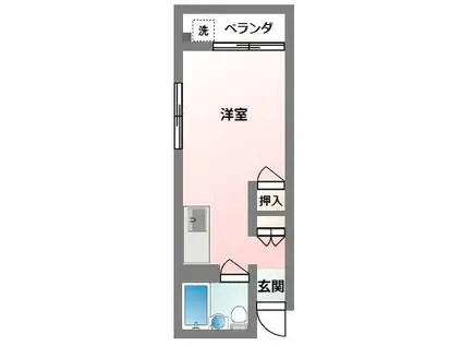 アパートメントリース大名(ワンルーム/4階)の間取り写真