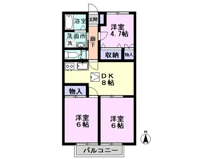 プリメールカーサ(3DK/1階)の間取り写真