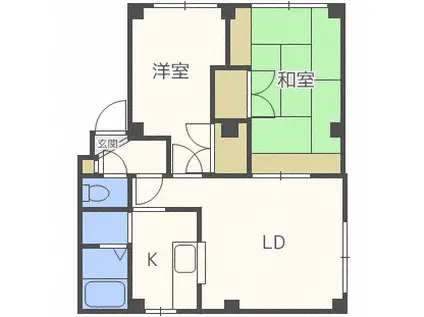 アーバンマンション2(2DK/4階)の間取り写真