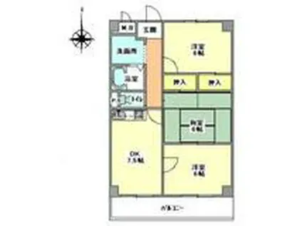 エーワンハイム(3DK/2階)の間取り写真