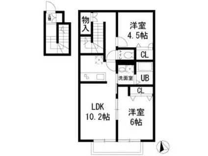 セノーテ石神井公園(2LDK/2階)の間取り写真