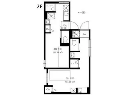 ルミエール中野1丁目(ワンルーム/2階)の間取り写真