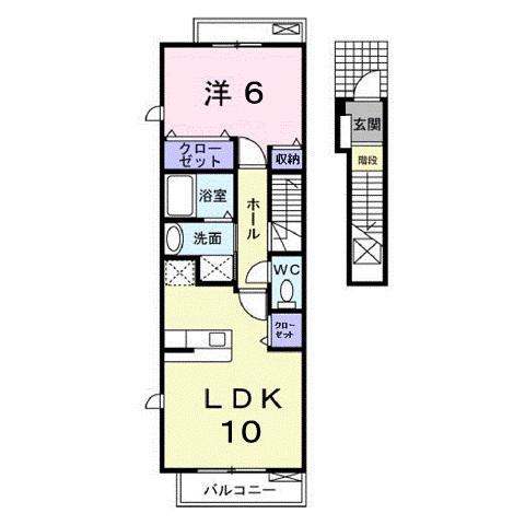 グラスコートII(1LDK/2階)の間取り写真