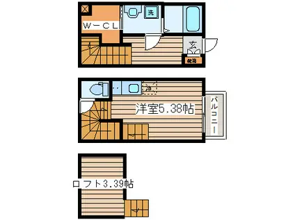 コンフォート旭ヶ丘(ワンルーム/1階)の間取り写真