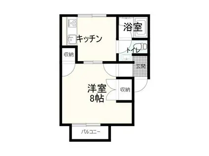 イーストフラット(1K/2階)の間取り写真