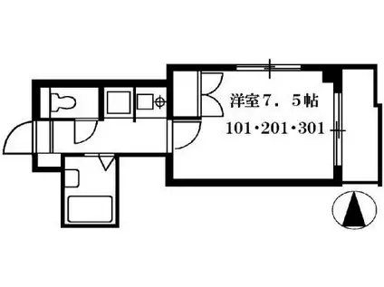 シュガーポット(1K/2階)の間取り写真