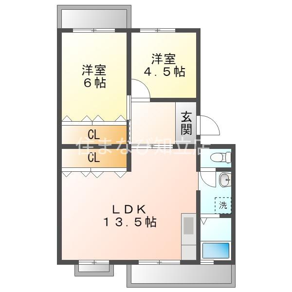コーポ森脇(2LDK/2階)の間取り写真