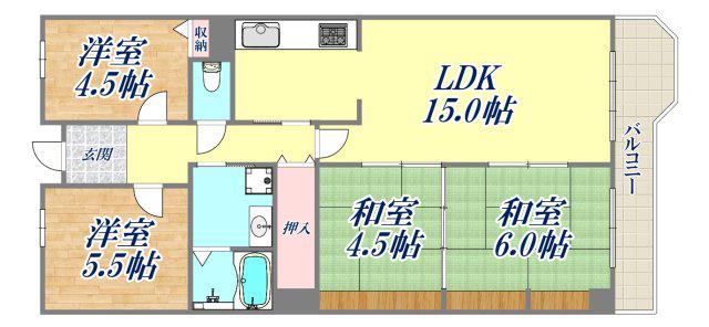 シティライフ逆瀬川(4LDK/12階)の間取り写真