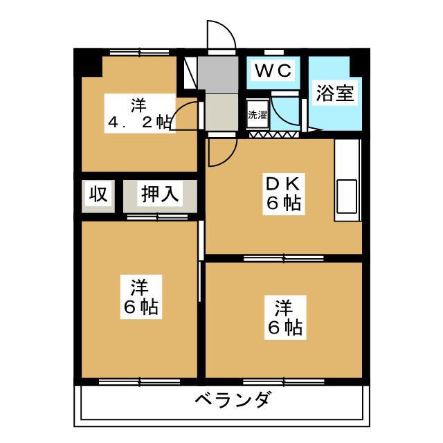 ハイツタチバナ(3DK/2階)の間取り写真