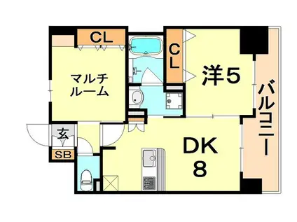 エステムコート神戸ハーバーランド前Vアクア(1SDK/2階)の間取り写真