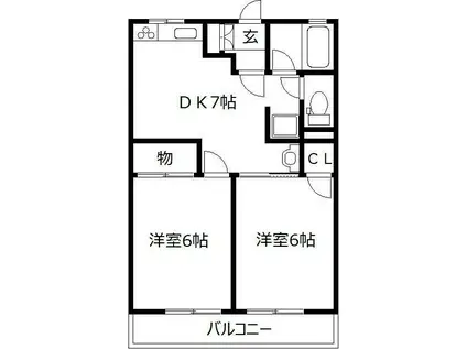 シティハイムケンコーポA・B(2DK/2階)の間取り写真
