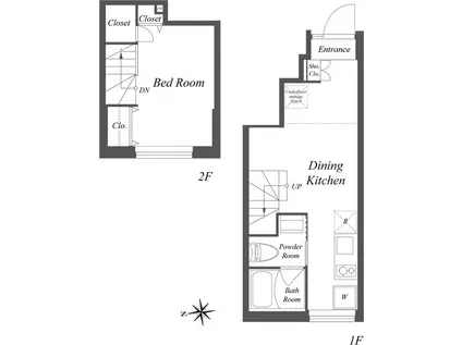 PAIR新大久保(1DK/1階)の間取り写真