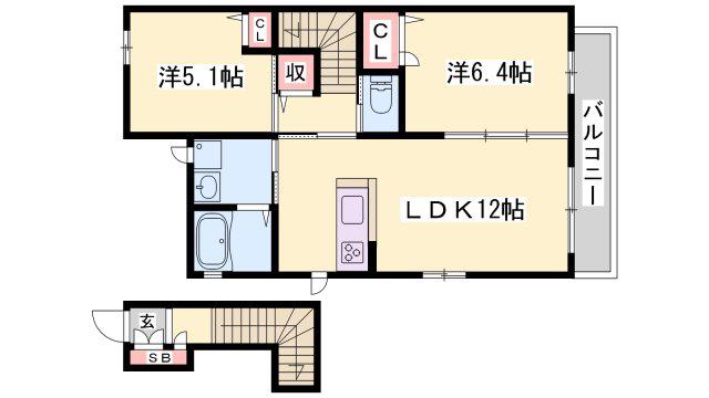 アミコートM(2LDK/2階)の間取り写真