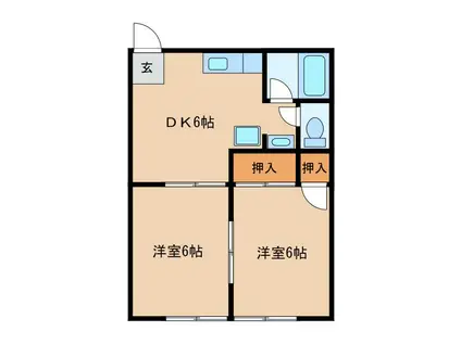 チム二イハイツI(2DK/1階)の間取り写真
