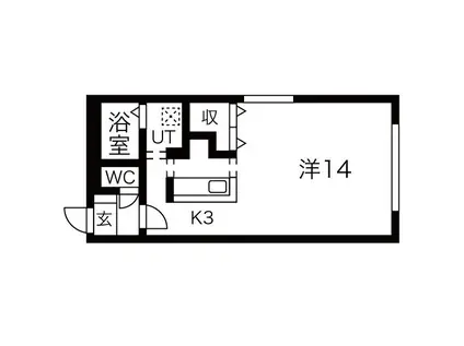 ASABU WING(1K/3階)の間取り写真