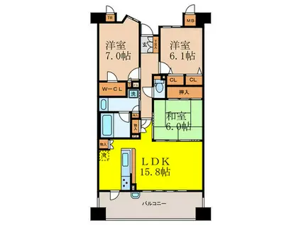 ディーグラフォート千里中央(3LDK/4階)の間取り写真