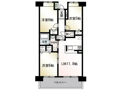 グランビューヒルズ(3LDK/3階)の間取り写真