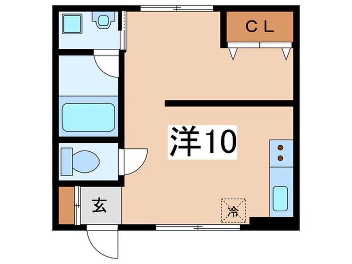 カーサS(ワンルーム/1階)の間取り写真