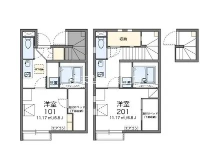 レオネクストエスペランサ八幡(1K/2階)の間取り写真