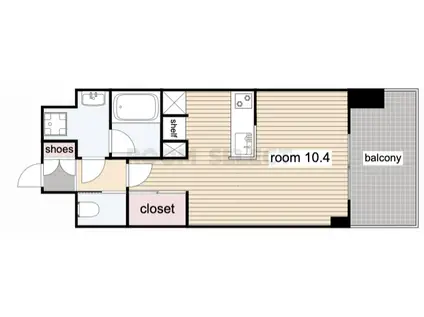 メルカーサ泉(ワンルーム/3階)の間取り写真